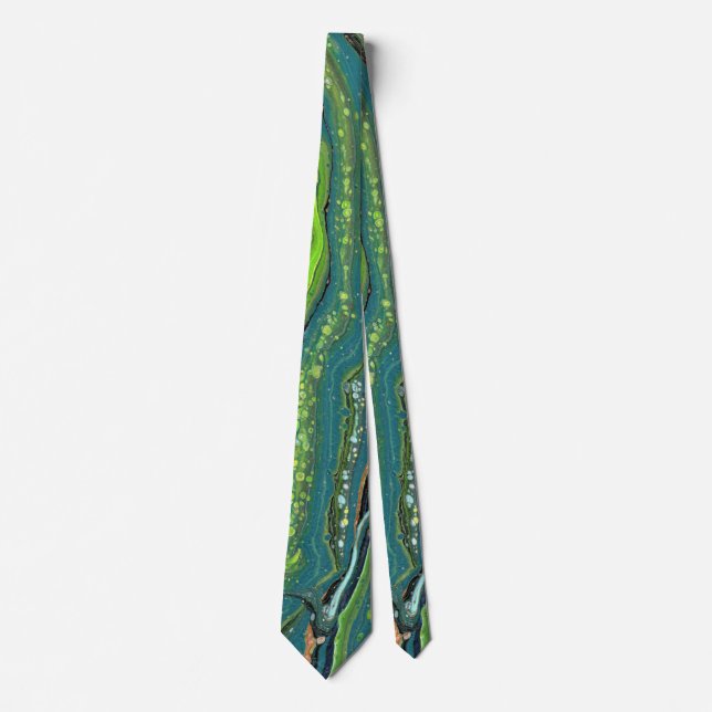 Jada 3 Crazy Grönt Abstrakt Tie Slips (Framsida)