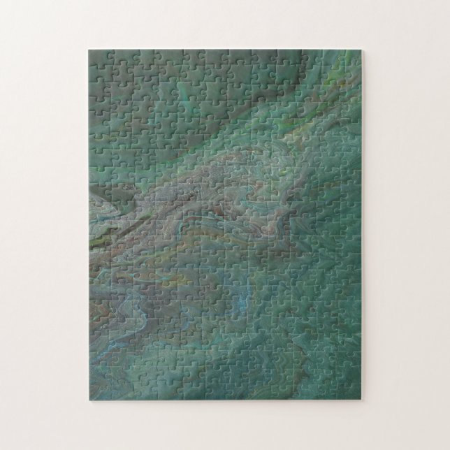 Jade 2 Djup Grön Abstrakt Pussel (Vertikal)