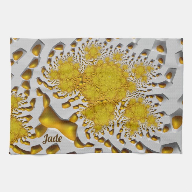 JADE ~ 3D Golden Lava ~ Fractal ~ ORIGINAL ~ Kökshandduk (Horisontell)