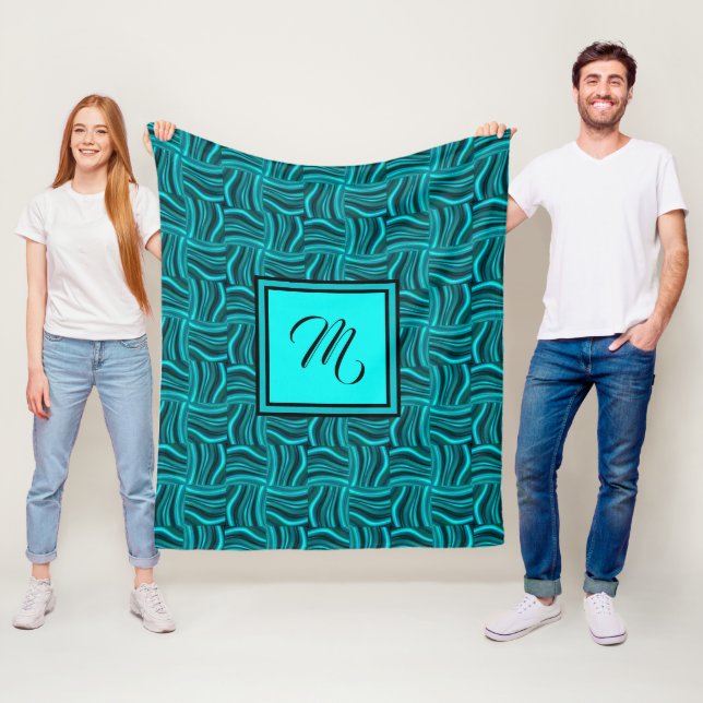 Jade and Black Fleece Blanket Monogram (På plats)