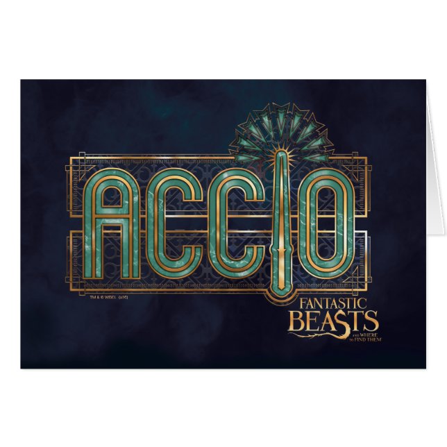 Jade Art Deco ACCIO™ Spellgrafik Hälsningskort (Framsidan Horizontal)