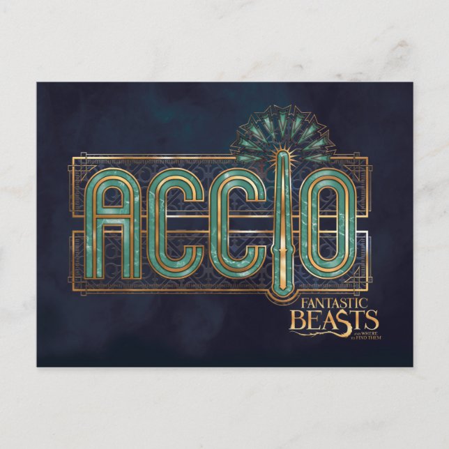 Jade Art Deco ACCIO™ Spellgrafik Vykort (Framsida)