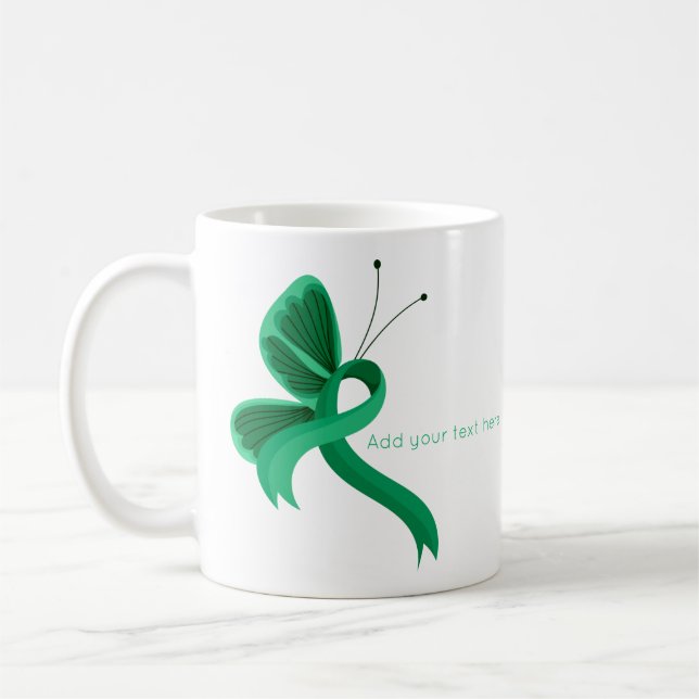 Jade Awareness Ribbon Butterfly Coffee Mugg (Vänster)
