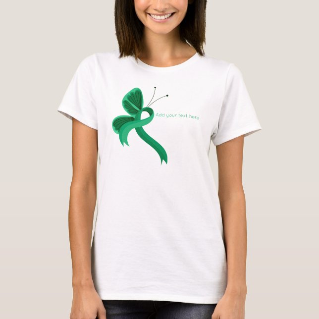 Jade Awareness Ribbon Butterfly T-Shirt (Framsida)
