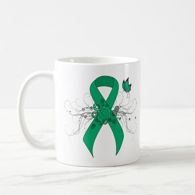 Jade Awareness Ribbon med Butterfly Kaffemugg (Vänster)