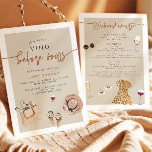 JADE Bohemian Napa Vin Land Bachelorette Invit Inbjudningar
