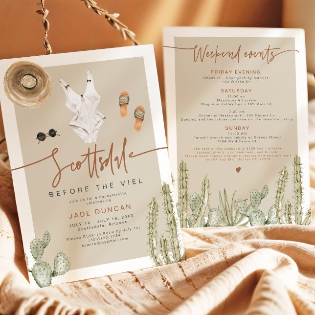 JADE Boho Desert Cactus Scottsdale före slöja Inbjudningar (Skapare uppladdad)