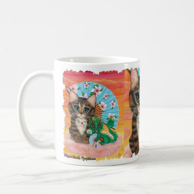 Jade Dragon Li Mao Katt Konst Drak Pannkatt Katt  Kaffemugg (Vänster)