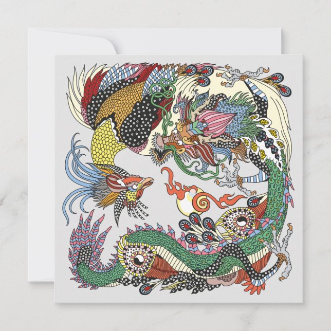Jade Dragon och Guld Phoenix leker med pärlor (Framsida)