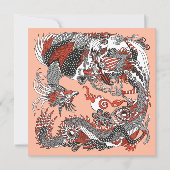 Jade Dragon och Guld Phoenix leker med pärlor (Framsida)