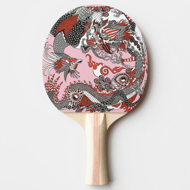 Jade Dragon och Guld Phoenix leker med pärlor  Pingisracket (Framsidan)