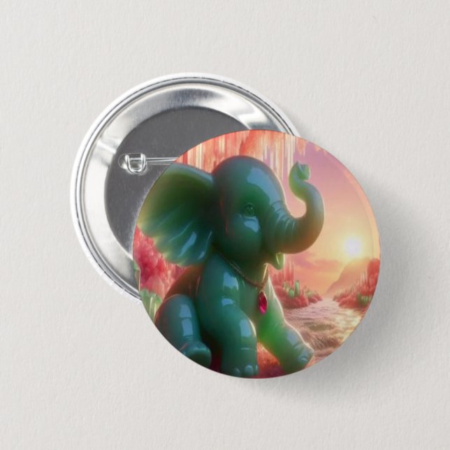 Jade Elephant Button Knapp (Framsida & baksida)