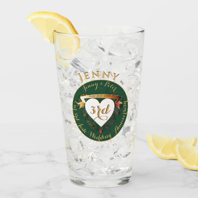 Jade Färg 3:e Bröllop-årsdagen Glaskopp (Framsida Ice)