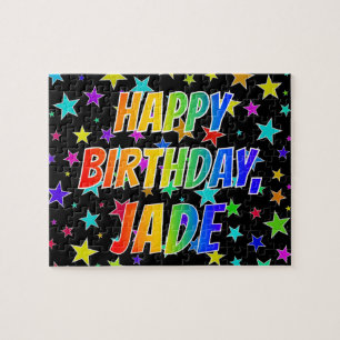 "JADE" Första Namn, Roligten "GRATTIS PÅ FÖDELSEDA Pussel