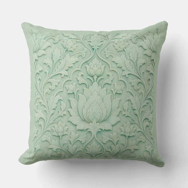 Jade Garden — Blekt Celadon Persisk Kudde (Framsida)