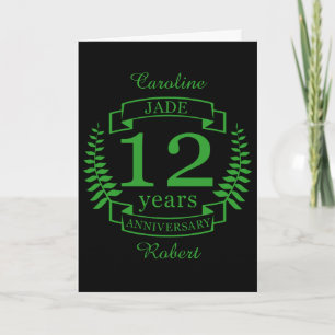 Jade Gemstone-årsdagen bröllop 12 år Kort