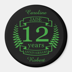 Jade Gemstone-årsdagen bröllop 12 år Magnet
