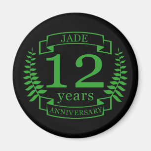 Jade Gemstone-årsdagen bröllop 12 år Magnet