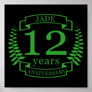 Jade Gemstone-årsdagen bröllop 12 år Poster