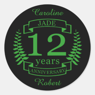 Jade Gemstone-årsdagen bröllop 12 år Runt Klistermärke