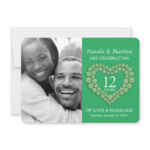 Jade grön pärlformad hjärta 12-års bröllopsdag