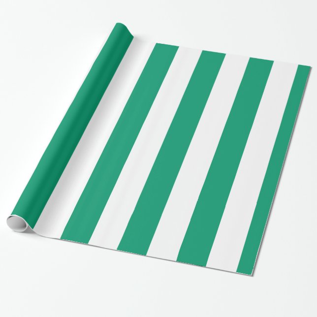 Jade Grön Vit Extra Stor Randmönster Presentpapper (Utrullad)