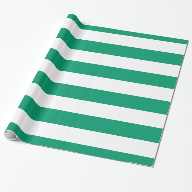 Jade Grön, Vit XL Randigt Mönster Presentpapper (Utrullad)