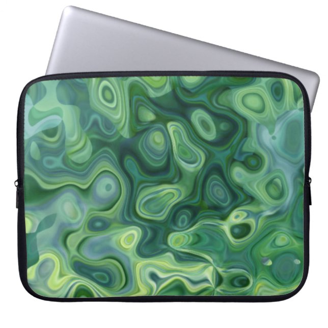 Jade Grönt Abstrakt Amoeba Art Laptop sleeve (Framsidan)