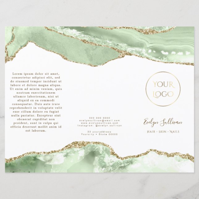 Jade grönt agate brochure (Framsida)