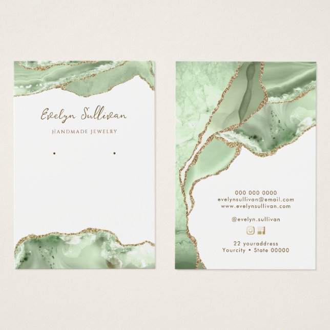 Jade grönt agate jewelry visning card visitkort (Framsida & baksida)