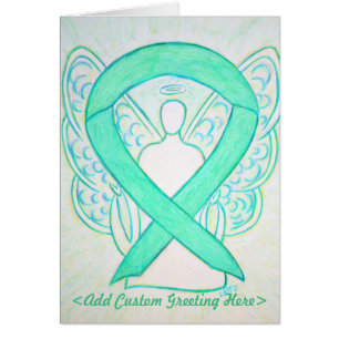 Jade Grönt Awareness Ribbon Angel Greeting Card Hälsningskort