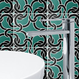 Jade Grönt Black Celtic Knot Seamless Mönster Tile Kakelplatta