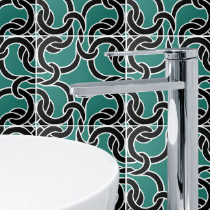 Jade Grönt Black Celtic Knot Seamless Mönster Tile Kakelplatta