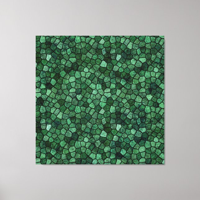 Jade Grönt Cobged Patchwork Terrazo Mönster Canvastryck (Framsida)