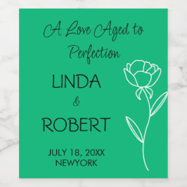 Jade Grönt Elegant bröllop Vin-etikett Vinflaska Etikett