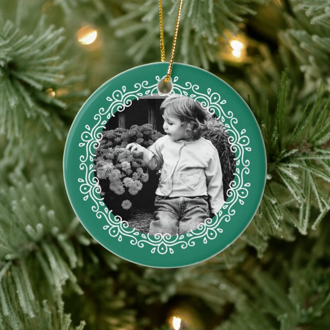 Jade Grönt Finare Swirls Photo Ram Julgransprydnad Keramik (Träd)