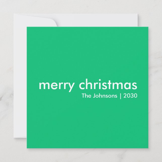 Jade Grönt jul | Vibrant Trendig minimal Julkort (Framsida)