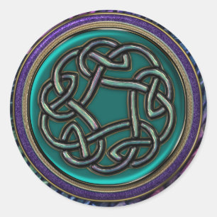 Jade Grönt Metall Celtic Knot Runt Klistermärke