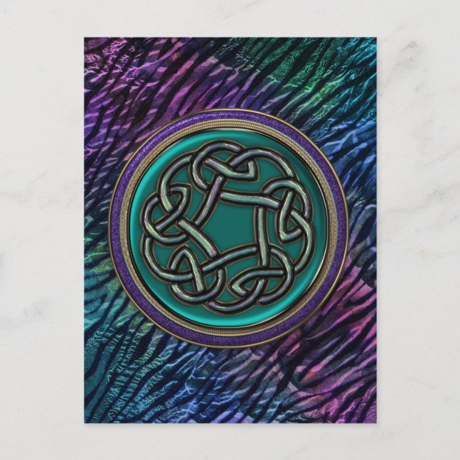 Jade Grönt Metall Celtic Knot Vykort (Framsida)