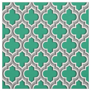 Jade Grönt Mörk Grått Moroccan Quatrefoil #5DS Tyg