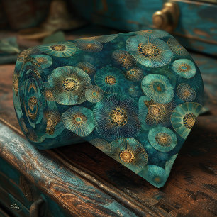 Jade Grönt och Bronze Organic Circles Necktie Slips