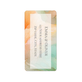 Jade grönt och terracotta marmorkort adressetikett