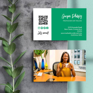 Jade Grönt QR-kod Foto Social Media Icons Visitkort