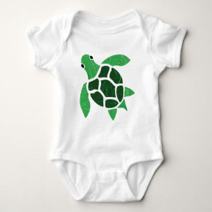 Jade Grönt Sea Turtle Marble Mosaic Art T Shirt