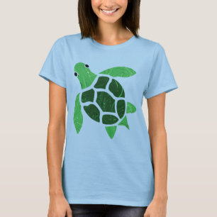 Jade Grönt Sea Turtle Mosaic Artwork T-shirt