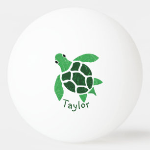 Jade Grönt Sea Turtle Mosaic med Namn Pingisboll