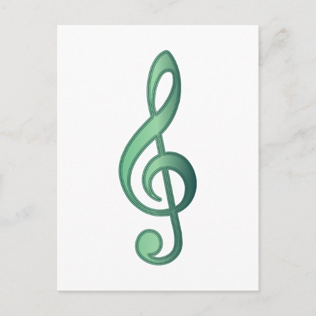 Jade Grönt Treble Clef Vykort (Framsida)