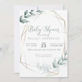 Jade Grönt Watercolor Botanical Baby Shower Inbjudningar