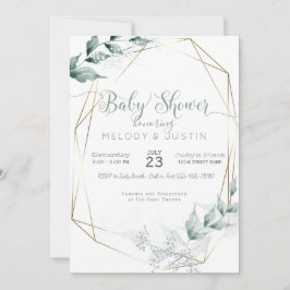 Jade Grönt Watercolor Couples Baby Shower Inbjudningar