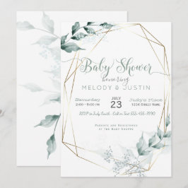 Jade Grönt Watercolor Couples Baby Shower Inbjudningar